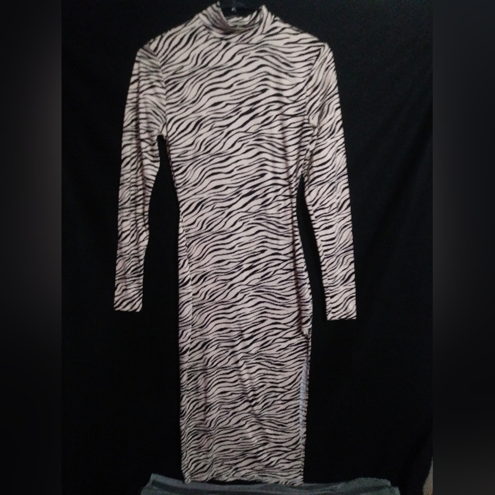 Zebra Print Long Sleeve Dress